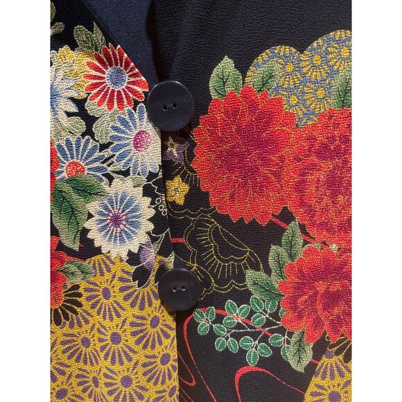 Vintage Moonlight Black & Red Floral Print Bohemian Blouse - Size XL - Picture 5 of 9